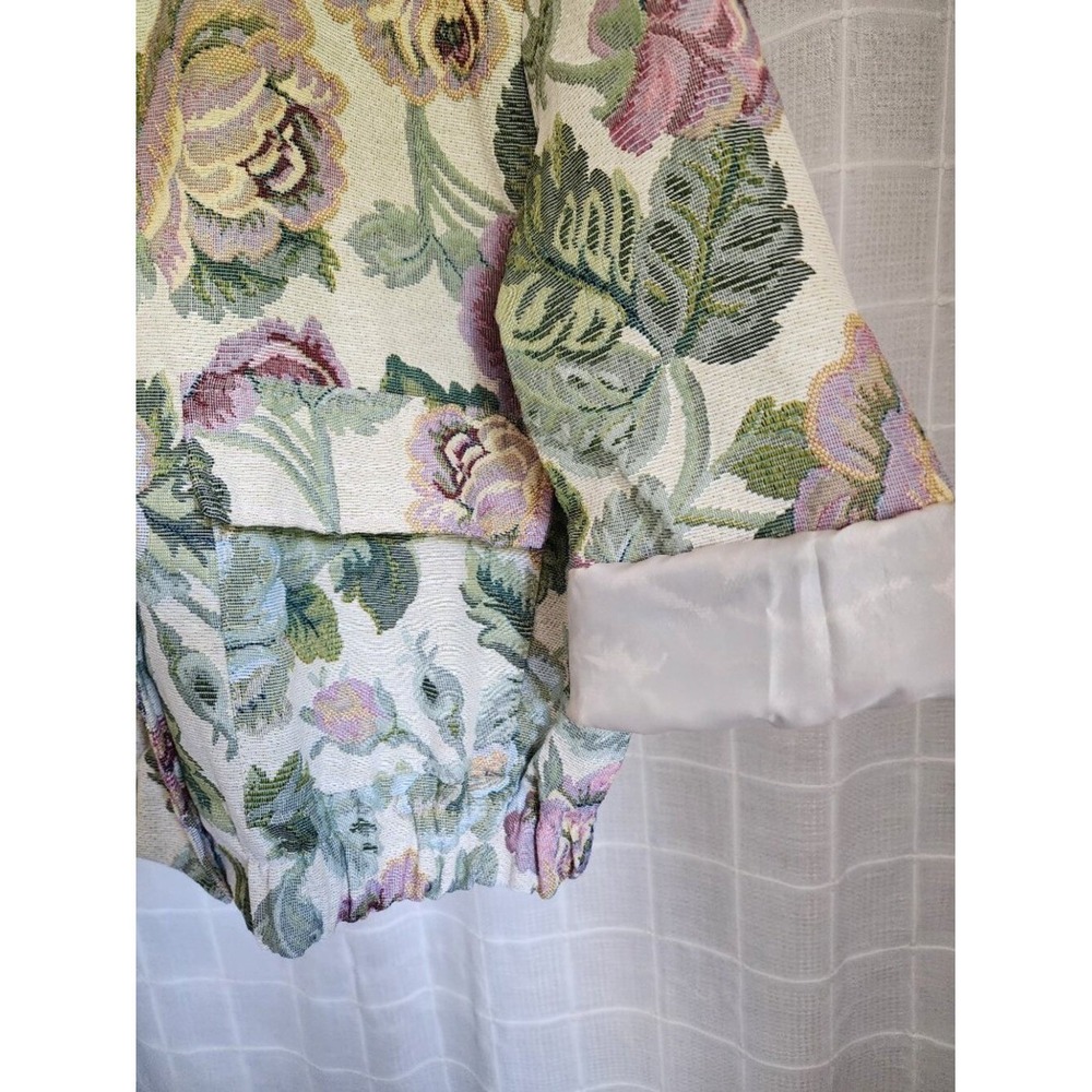 Floral Tapestry Jacket Women's Vintage Oversized Bomber Coat Size M - Picture 10 of 15